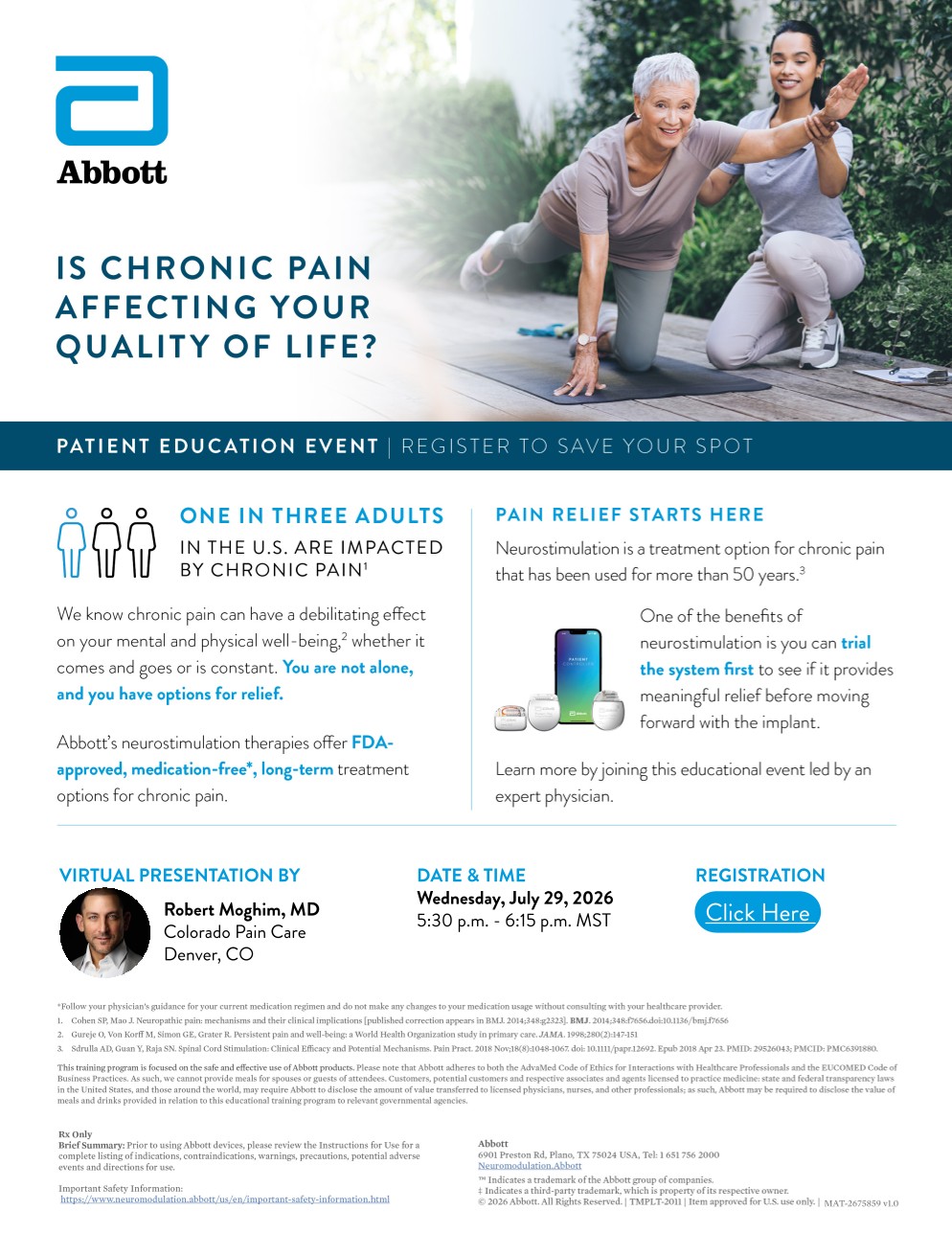 Patient Education Event | Register to Save Your Spot (Wednesday, July 29, 2026, 5:30–6:15 PM MST, Virtual Presentation)